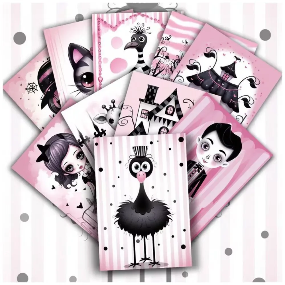 NWT 20pc Pink Pastel Goth Halloween Junk Journal Ephemera Scrapbook Craft Cards